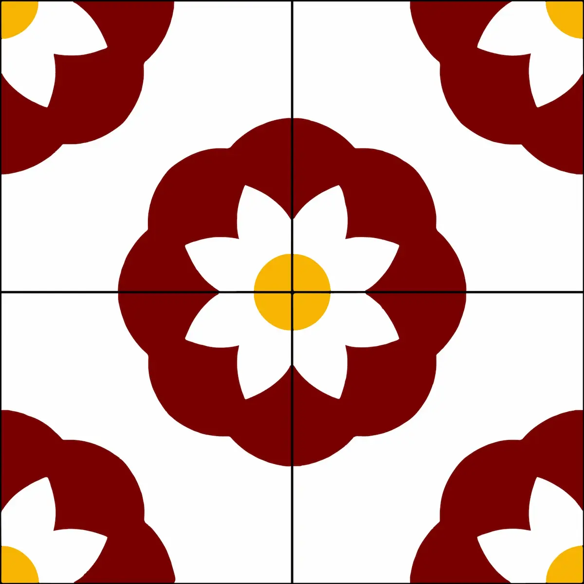Floral patterned Athangudi handmade tile