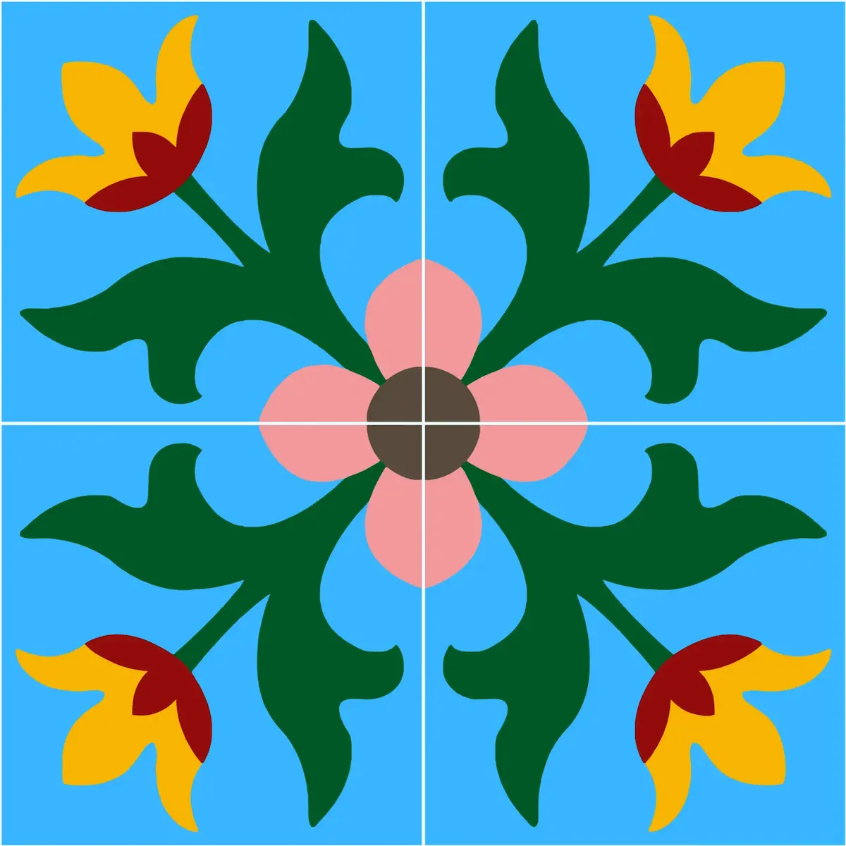 Handcrafted Athangudi tile featuring floral motifs