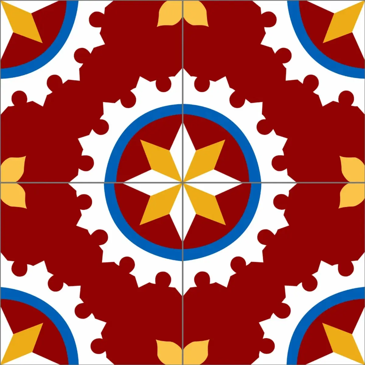 Patterned handmade Athangudi tile with paisley details