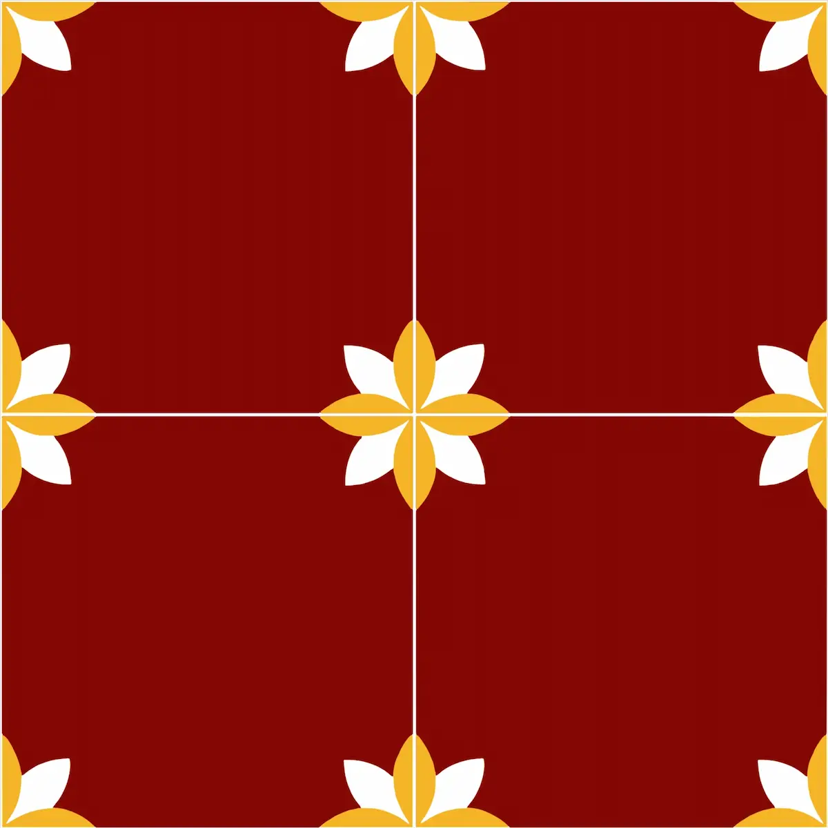 Patterned handmade Athangudi tile with floral details