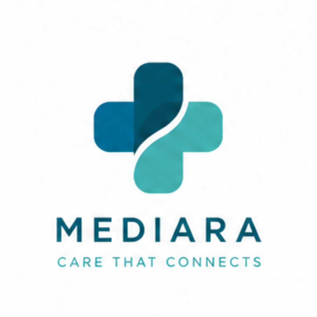 Mediara logo with care symbol