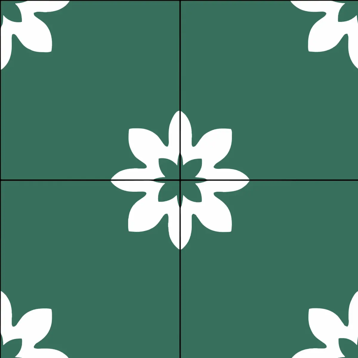 Classic handmade Athangudi tile with floral detailing