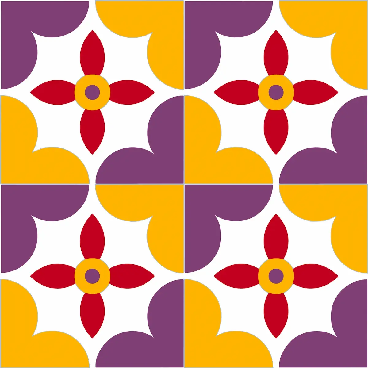 Handmade Athangudi tile with floral design