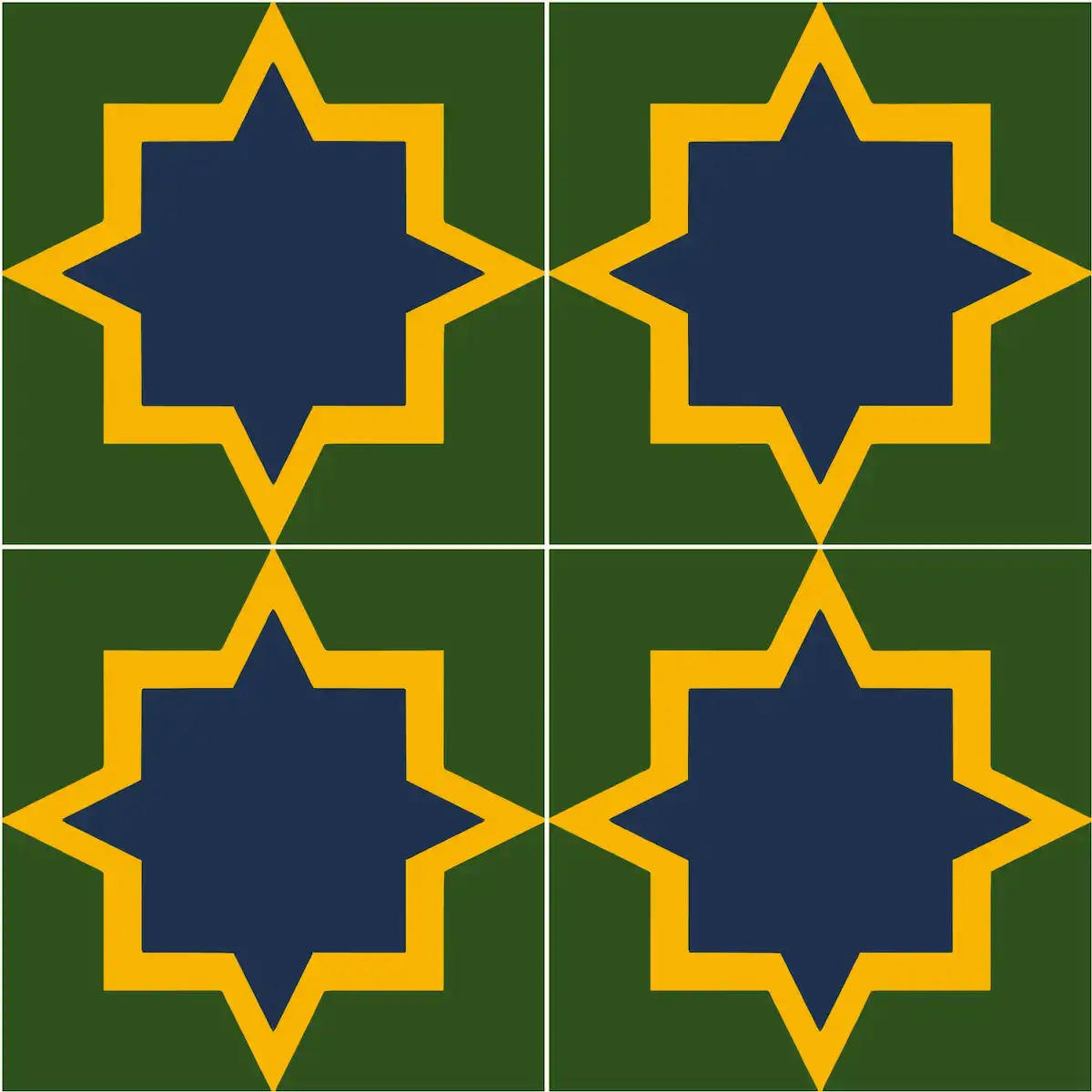 Decorative handmade Athangudi tile with geometric motifs
