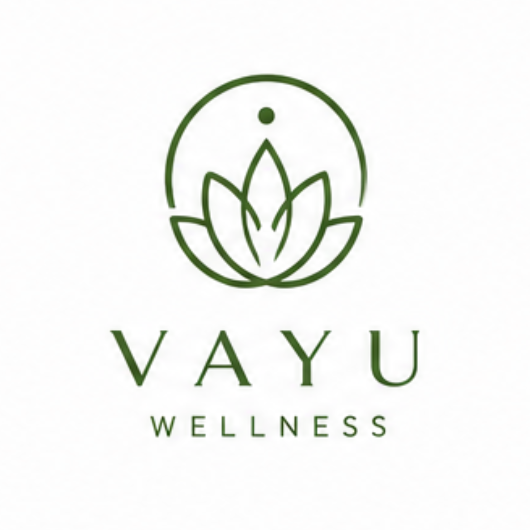 Vayu Wellness logo with lotus symbol