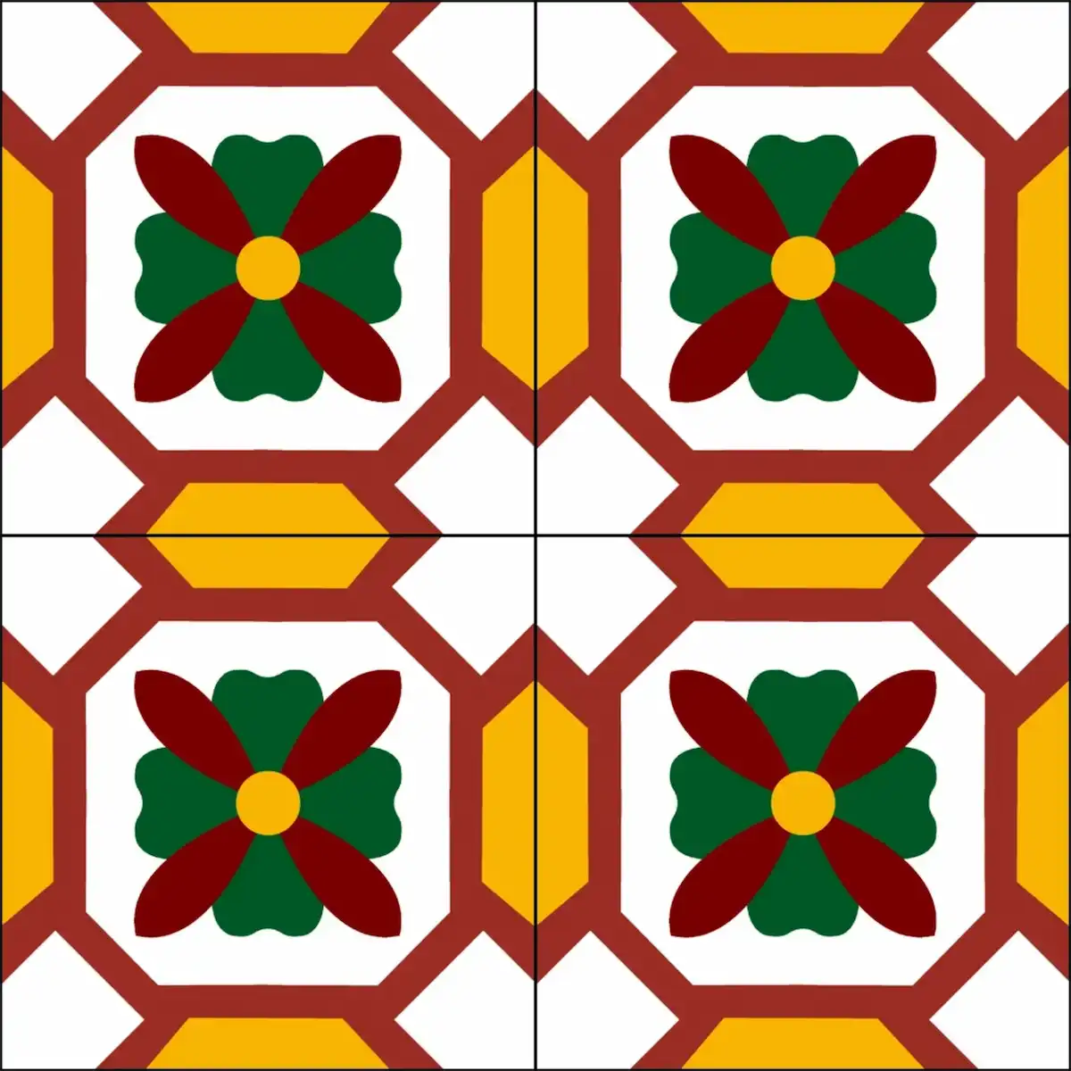Artisan-made Athangudi tile with paisley design
