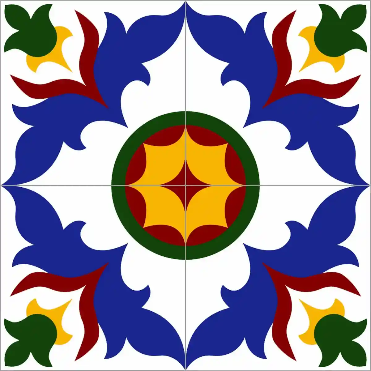 Handcrafted Athangudi tile featuring geometric motifs