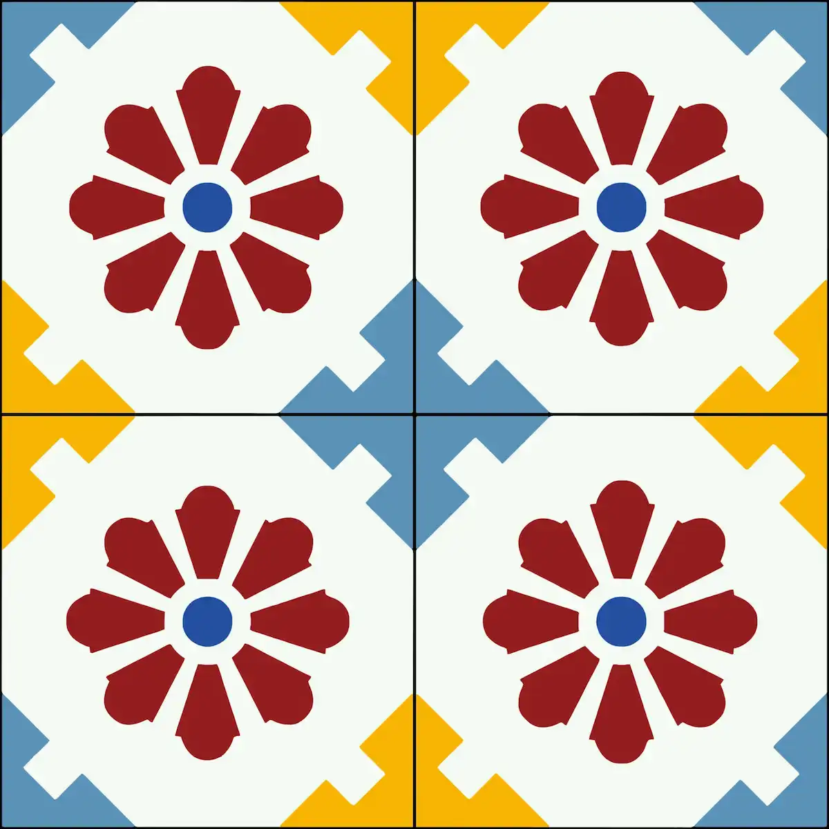 Traditional Athangudi tile with paisley design