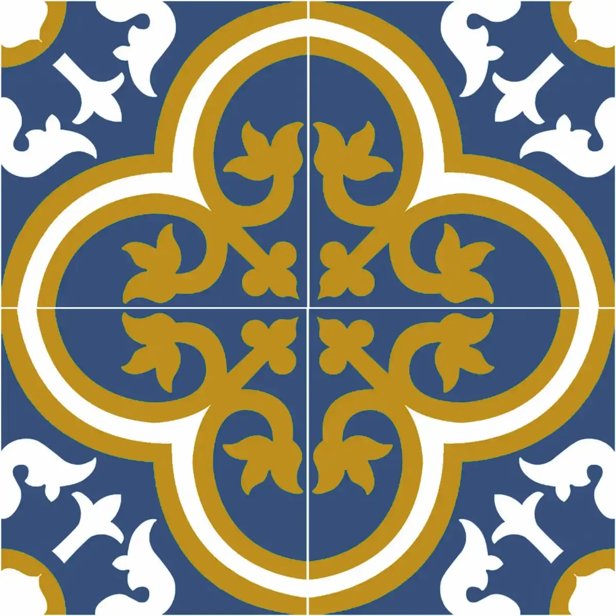 Patterned handmade Athangudi tile with geometric details