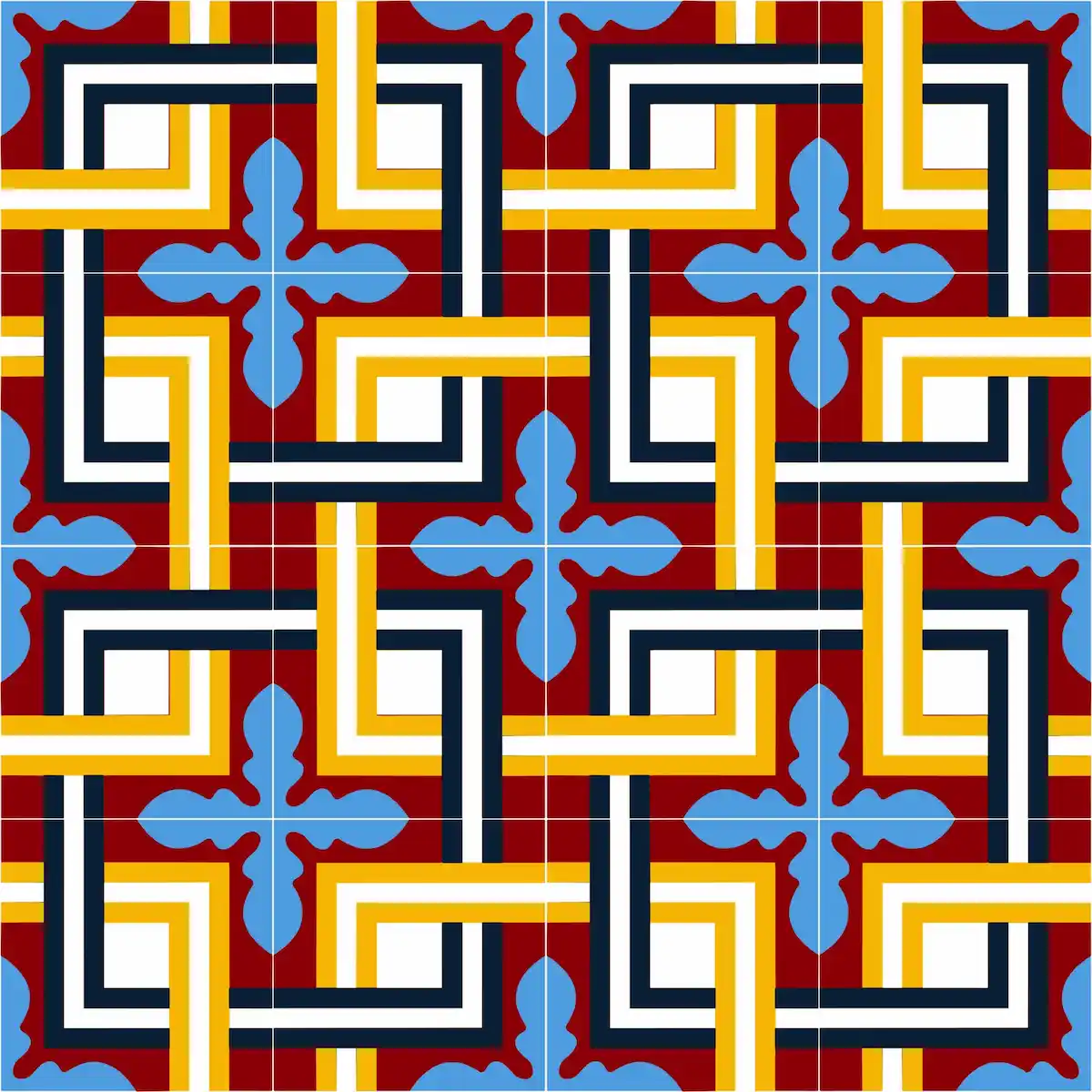 Elegant geometric patterned Athangudi tile
