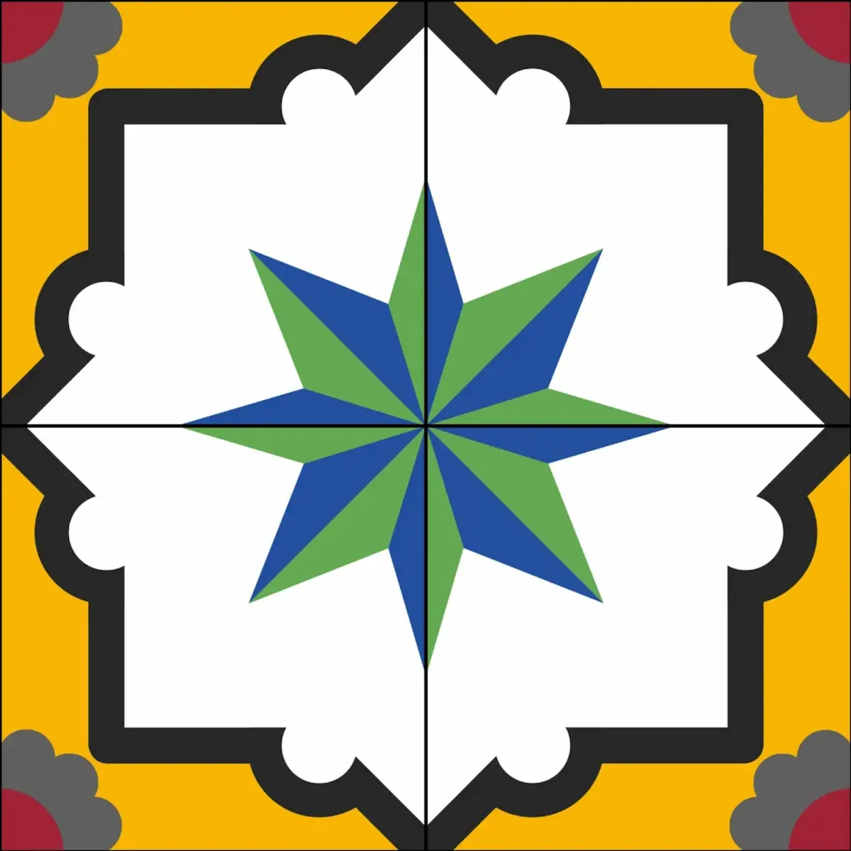 Colorful geometric Athangudi tile