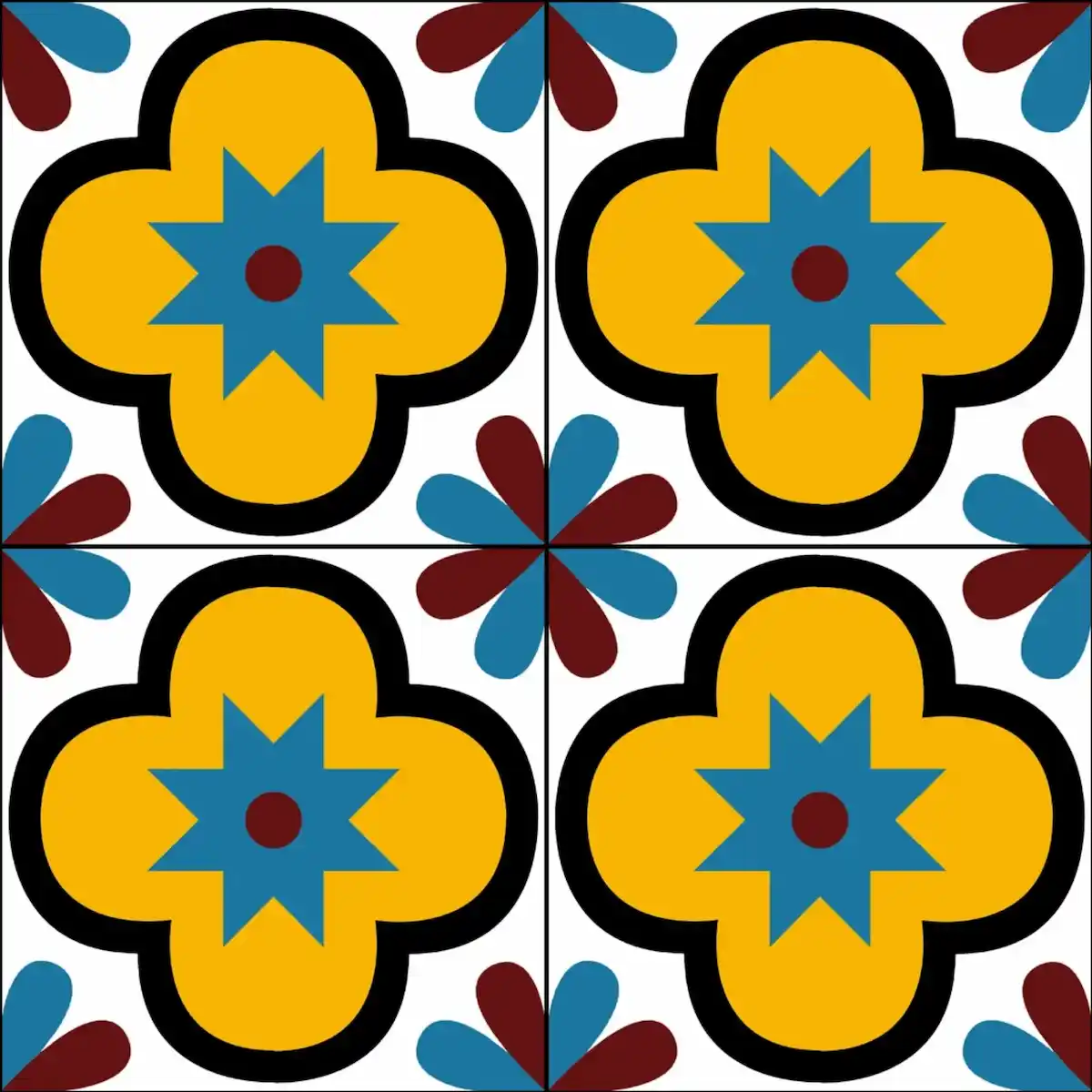 Paisley patterned Athangudi handmade tile