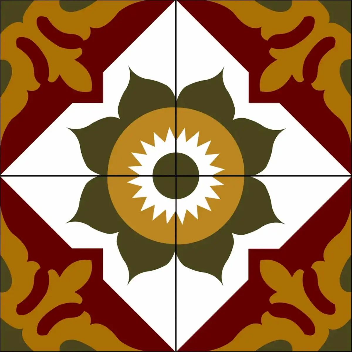 Handcrafted Athangudi tile featuring paisley motifs