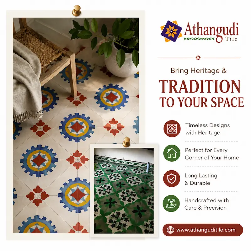 Athangudi tiles for different spaces in a home