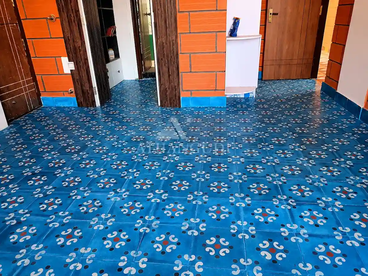 Athangudi tiles used in a completed interior project