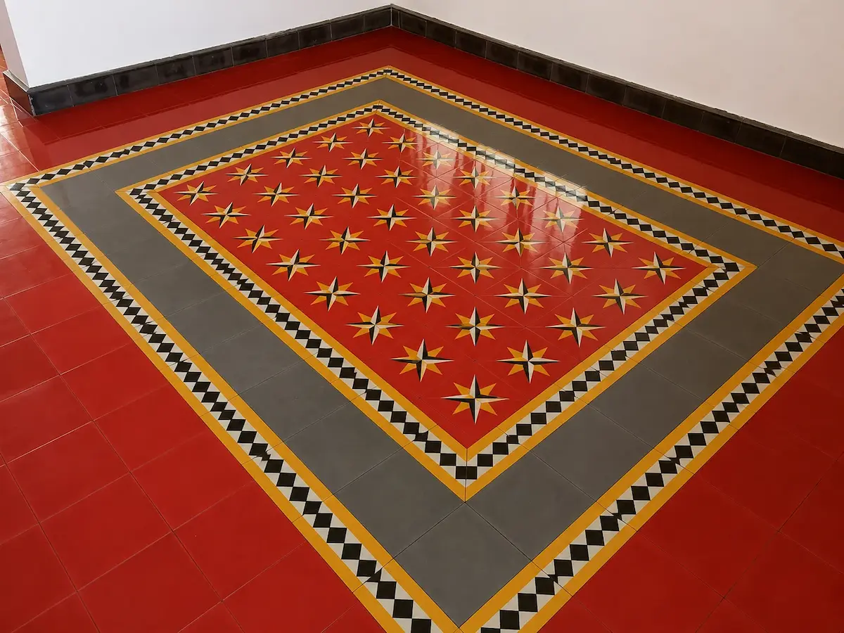 Signature Athangudi tiles featured in a completed project