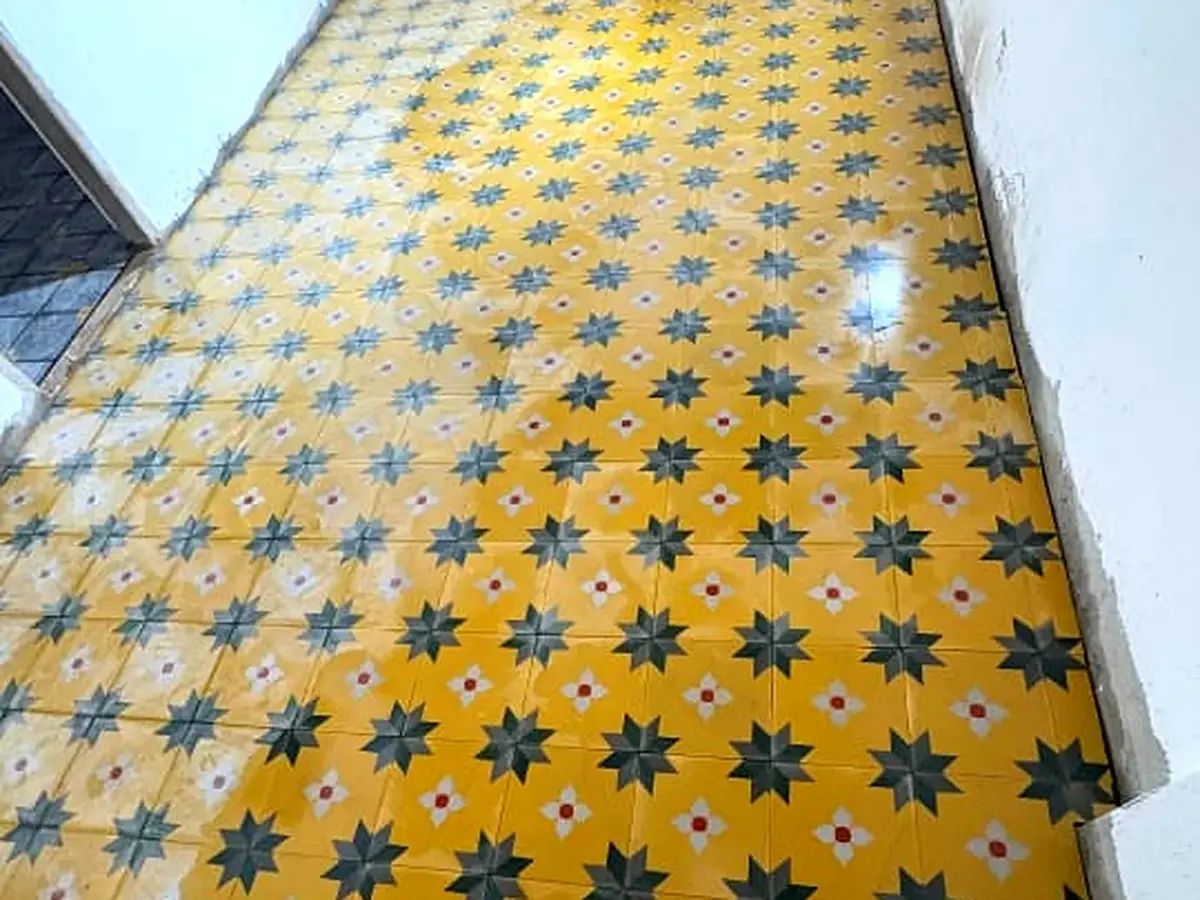 Decorative Athangudi tiles in a finished interior