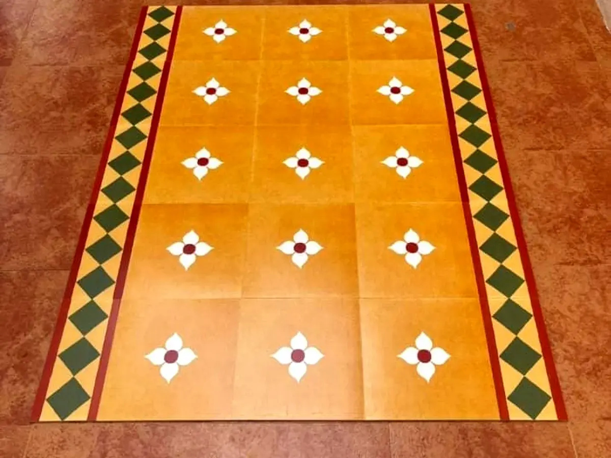 Athangudi tile flooring in a finished space