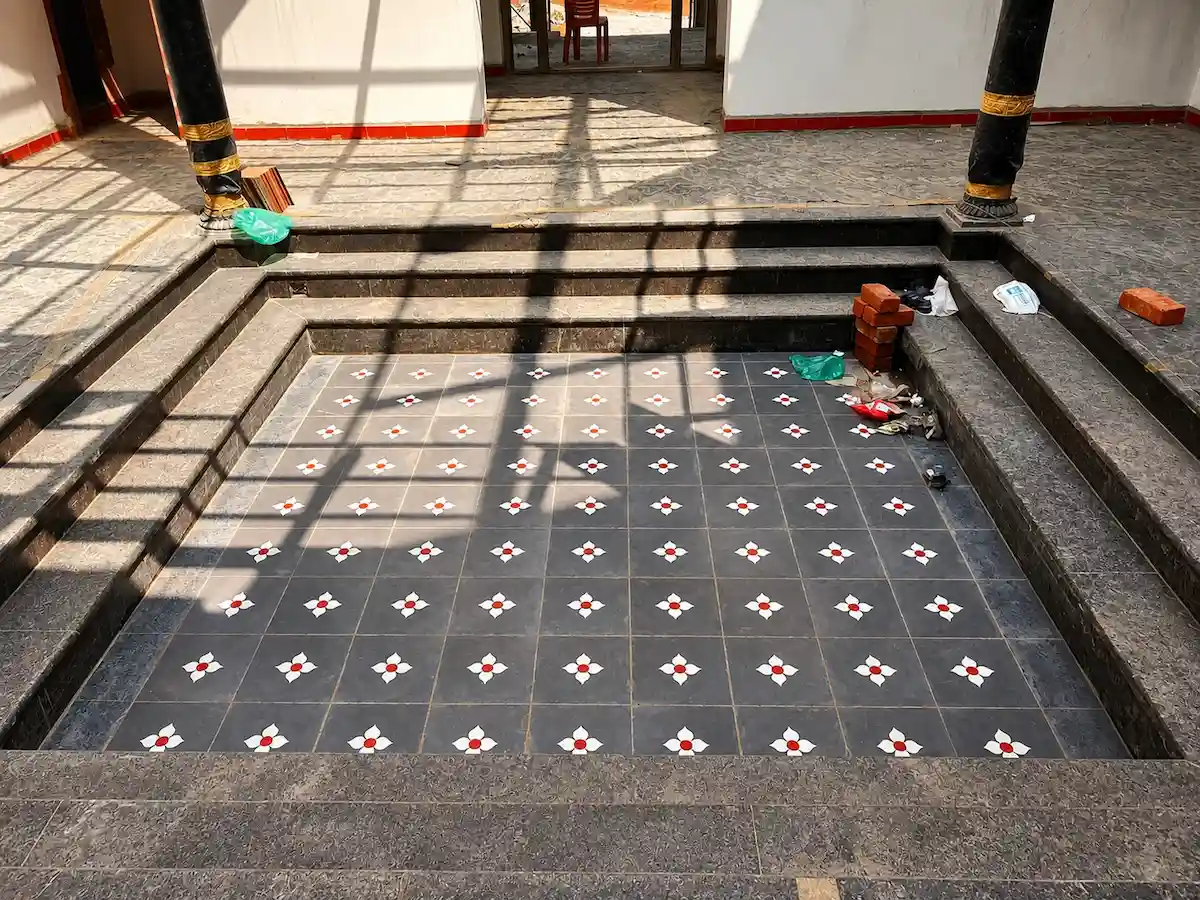 Athangudi tiles used in a heritage-inspired interior