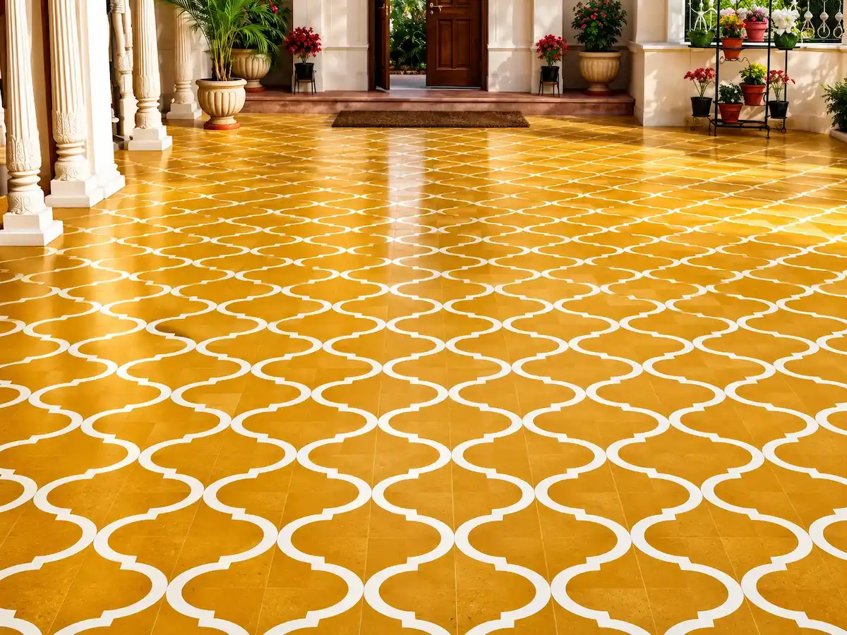 Athangudi tiles used in a commercial interior