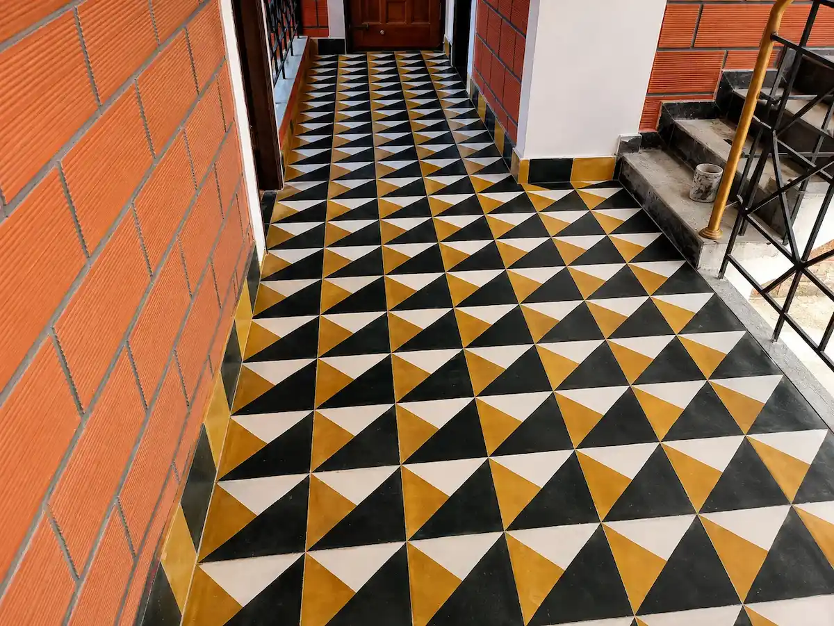 Traditional Athangudi tiles in a finished project
