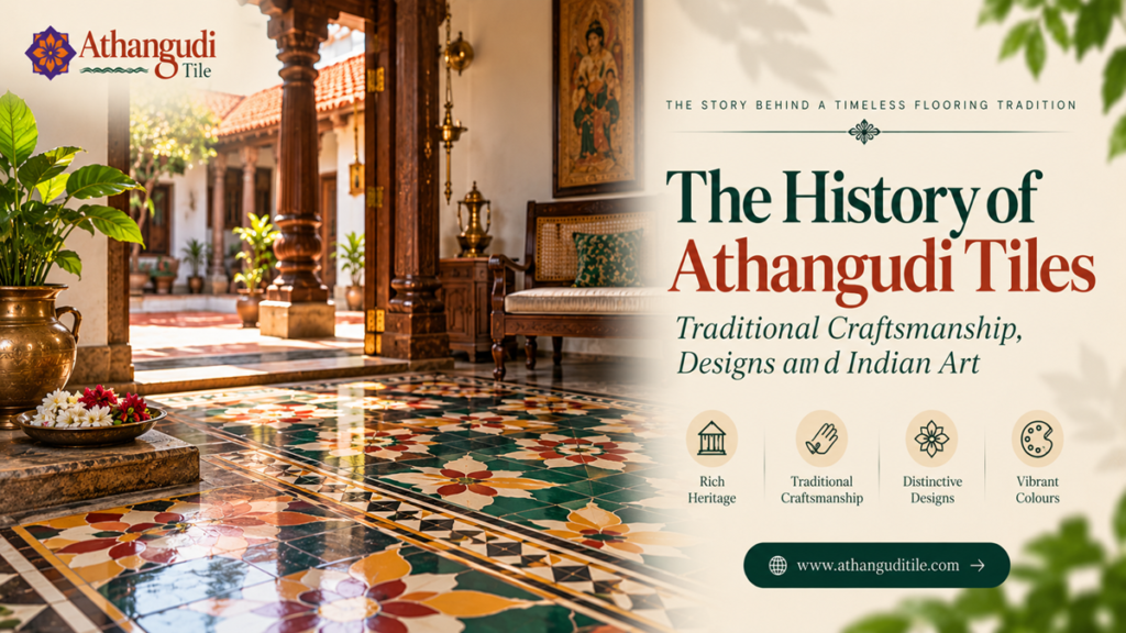 The history of Athangudi tiles featuring traditional craftsmanship, colourful designs and Indian heritage flooring